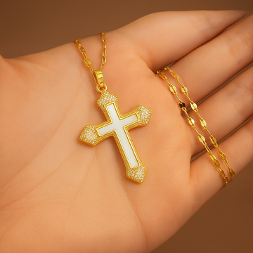Halo White Cross Necklace