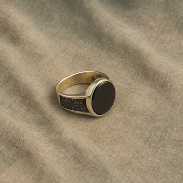 Turkish Black Onyx Studded 925 Sterling Silver Gents Ring